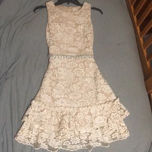 altar’d state Lace Dress w/Beaded Pearl Belt